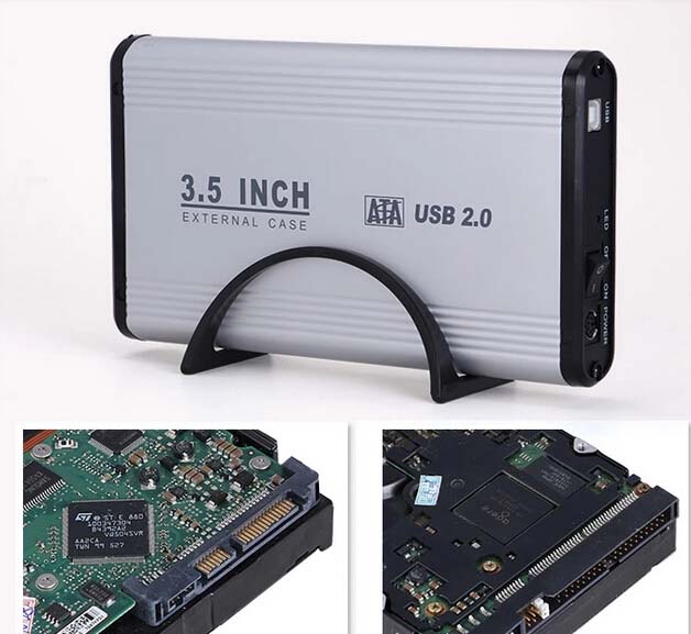 Universal aluminum-magnesium alloy material 3.5-inch HDD Enclosure both support sata Serial and IDE Parallel 3TB capacity